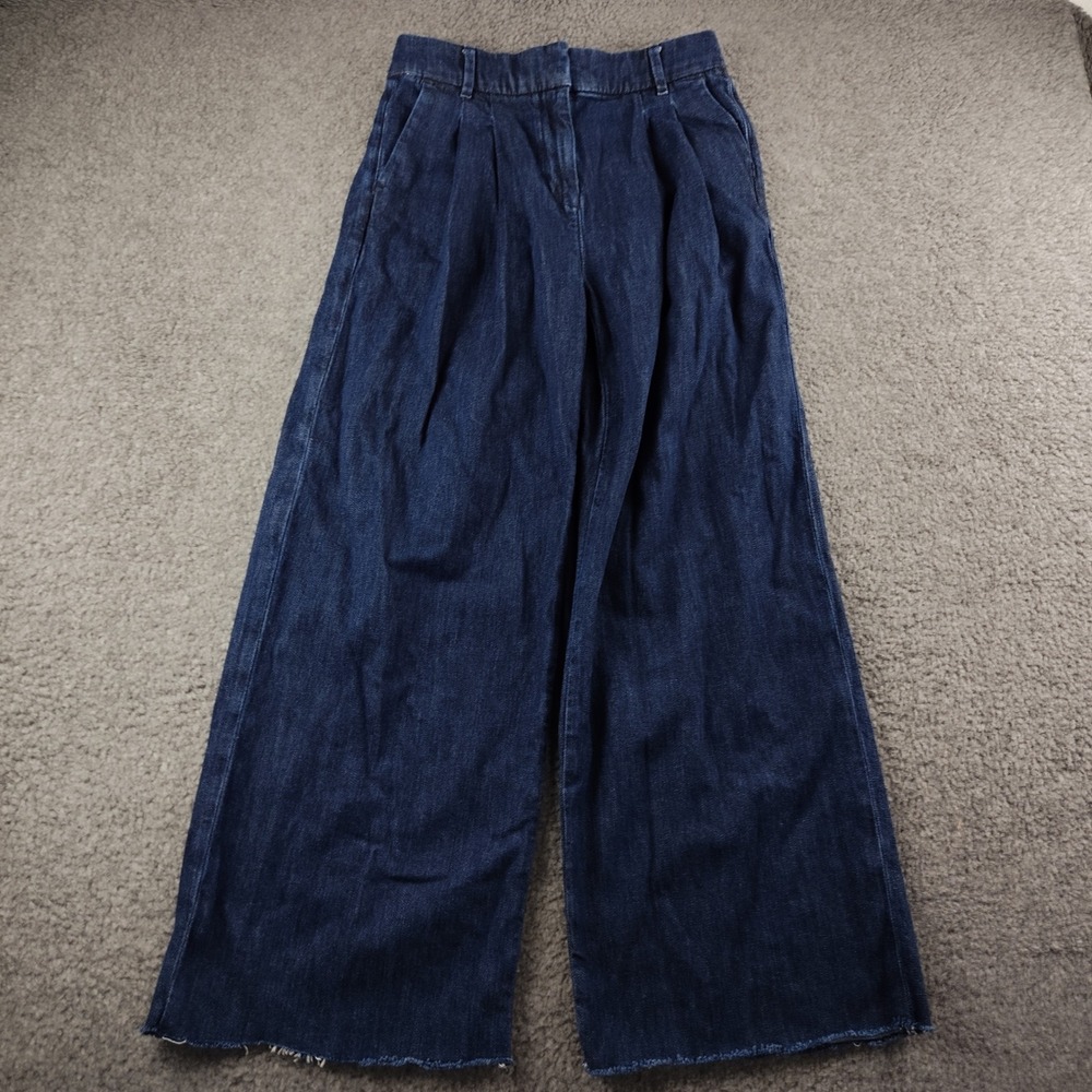 American Eagle Trouser Womens 00 Wide Leg Blue Stretch High Waisted 28x27 EUC